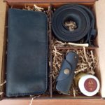 Tiena Siyah Telefon Bölmeli Cüzdan Pirinç Tokalı Kemer Anahtarlık Set