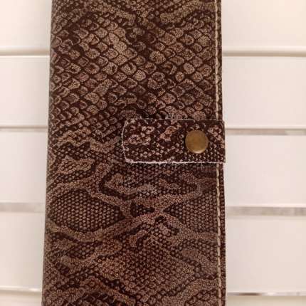 Yılan Derisi Baskı Çıtçıtlı Telefon Bölmeli Cüzdan