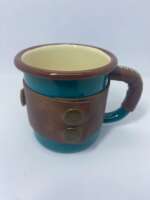 Deri Kaplı Turkuaz Emaye Bardak - Görsel 4