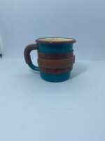 Deri Kaplı Turkuaz Emaye Bardak - Görsel 5