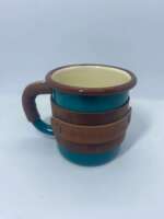 Deri Kaplı Turkuaz Emaye Bardak - Görsel 2